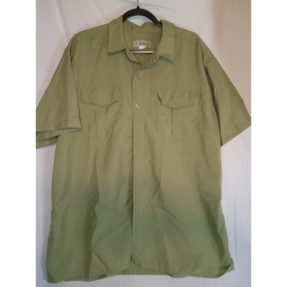 Haband Sage Green Safari Style Short Sleeve Button Down Shirt 2XL DISC SHIPPING! - Picture 1 of 3